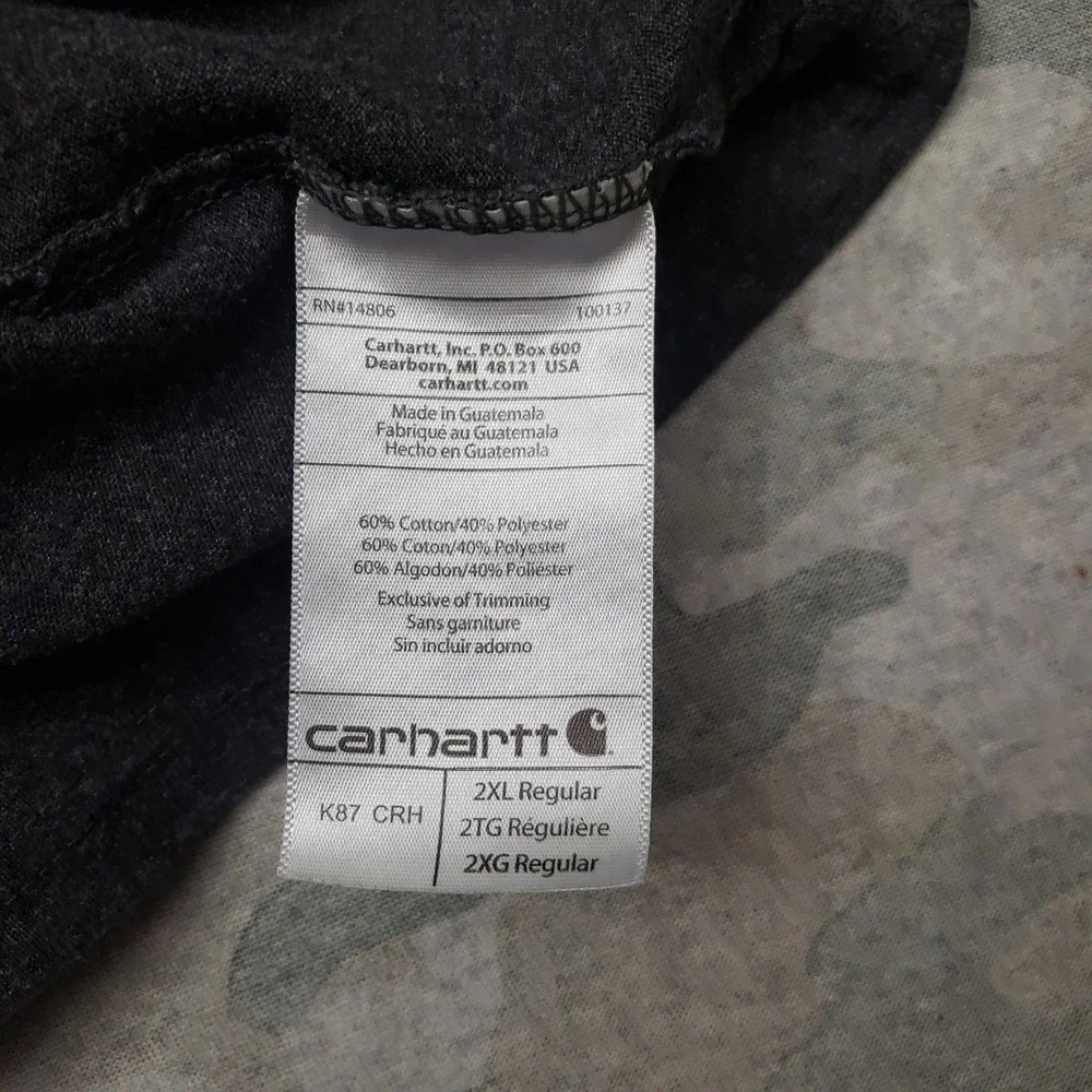 Carhartt Shirt Mens 2XL Gray Pocket Tee Short Sleeve Workwear Outdoors